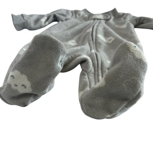 Carter's Newborn Fleece Footie Pajamas Gray Cloud Onesie - Picture 5 of 6